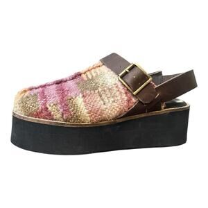 Free People Pink and Brown Platform Clogs